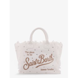 Vanity canvas handbag with rhinestones