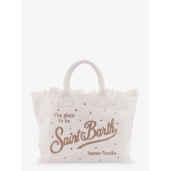Vanity canvas handbag with rhinestones