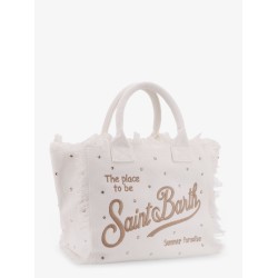 Vanity canvas handbag with rhinestones