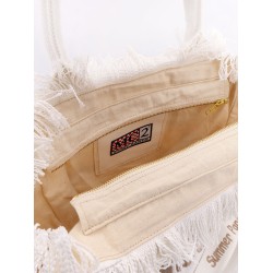 Vanity canvas handbag with rhinestones