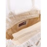 Vanity canvas handbag with rhinestones