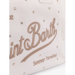 Vanity canvas handbag with rhinestones