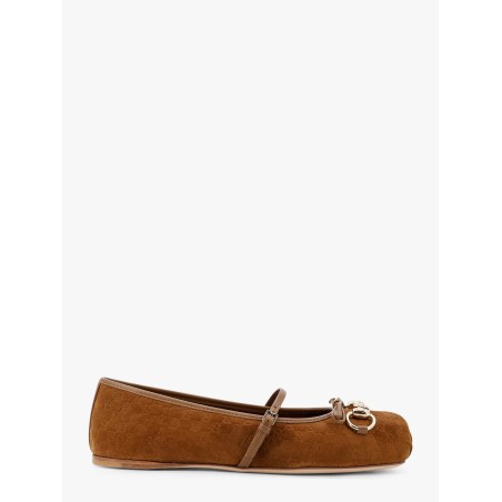 Suede ballerinas with all-over GG motif