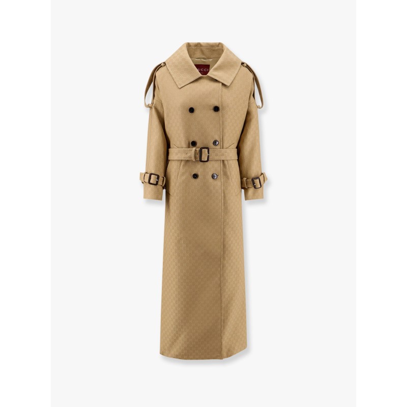 Wool and silk crepe coat with all-over GG motif