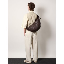 Large croissant leather shoulder bag