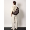 Large croissant leather shoulder bag
