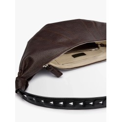 Large croissant leather shoulder bag