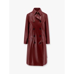 Double-breasted leather coat