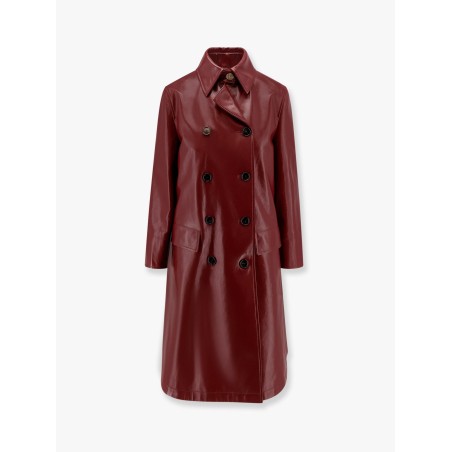 Double-breasted leather coat
