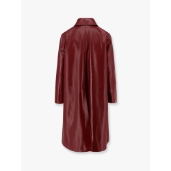 Double-breasted leather coat