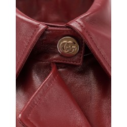 Double-breasted leather coat