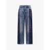 Patchwork denim jeans with gucci rosso ancora