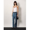 Patchwork denim jeans with gucci rosso ancora