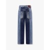 Patchwork denim jeans with gucci rosso ancora