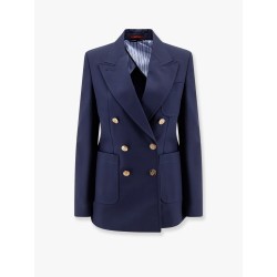 Cotton blazer with iconic gucci crest buttons