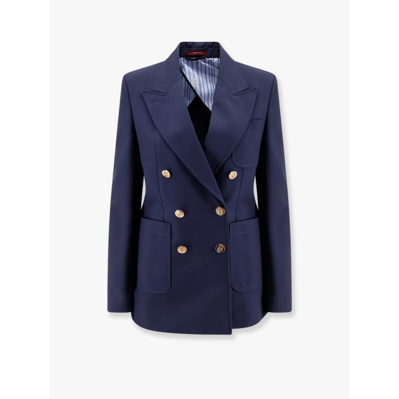 Cotton blazer with iconic gucci crest buttons