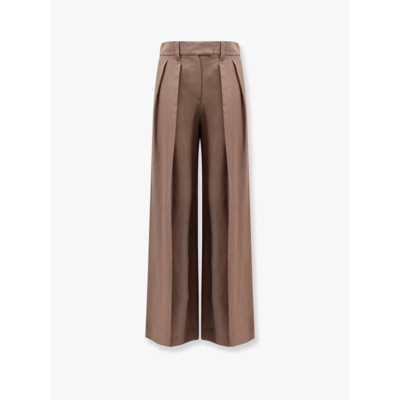 Viscose and linen trouser with frontal pinces