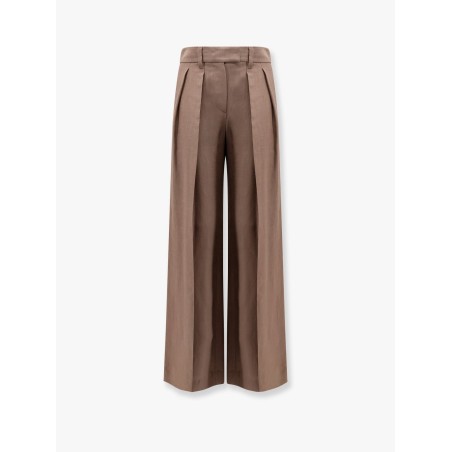 Viscose and linen trouser with frontal pinces