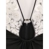 Red carpet embroidery long dress with voile inserts and flowers detail