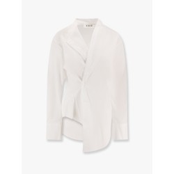 Cotton shirt with overlapping collar