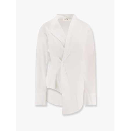 Cotton shirt with overlapping collar