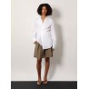 Cotton shirt with overlapping collar