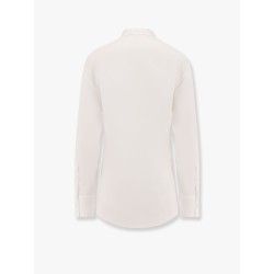 Cotton shirt with overlapping collar