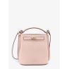 Leather bucket bag with logo