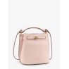 Leather bucket bag with logo
