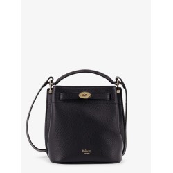Leather bucket bag with logo
