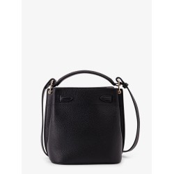 Leather bucket bag with logo