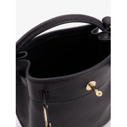 Leather bucket bag with logo