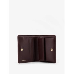 Matelassé leather wallet with metal logo