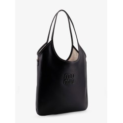 Ivy leather shoulder bag with lettering logo