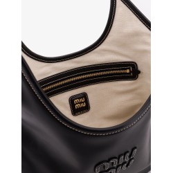 Ivy leather shoulder bag with lettering logo