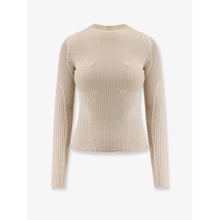 Wavy stretch cotton blend top