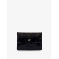 Triomphe canvas and leather with croco effect cardholder