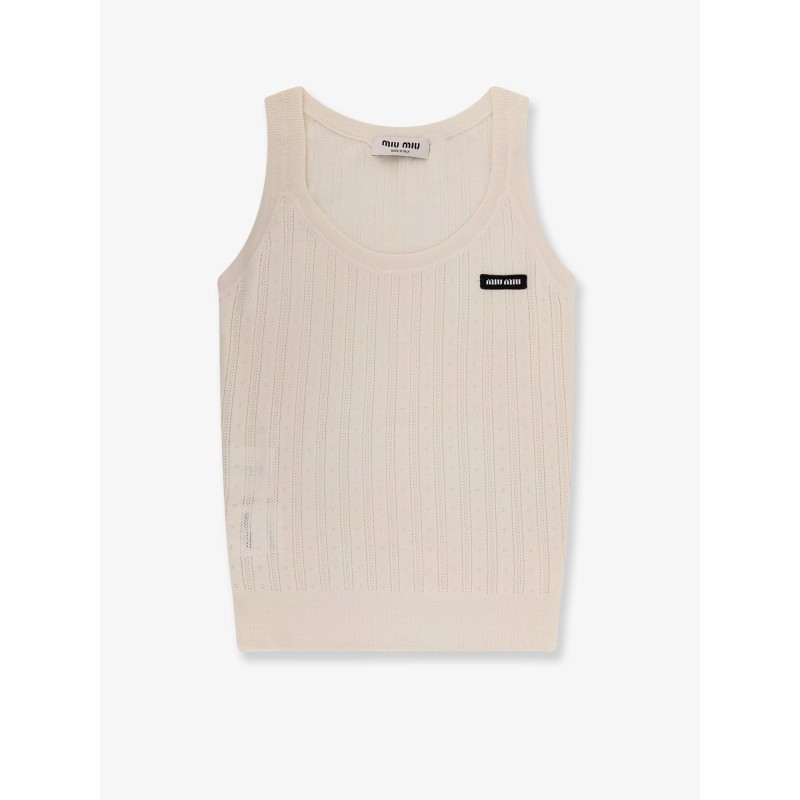 Perforated cachemire and silk top