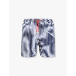 Recycled nylon swim trunks with gustavia stripes