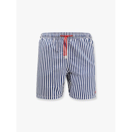 Recycled nylon swim trunks with gustavia stripes