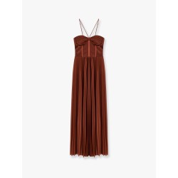 Cicogna pleated long dress with bustier detail
