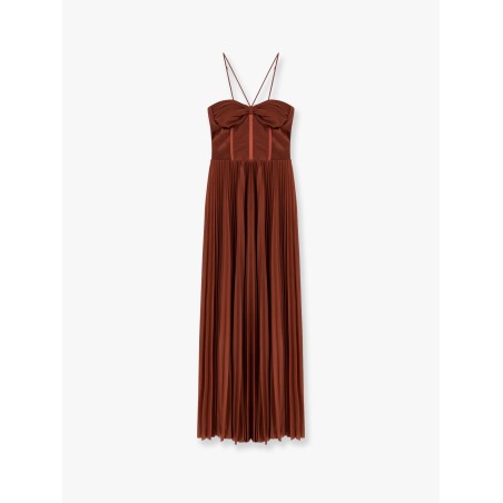 Cicogna pleated long dress with bustier detail