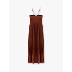 Cicogna pleated long dress with bustier detail