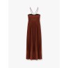 Cicogna pleated long dress with bustier detail
