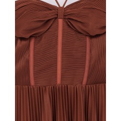 Cicogna pleated long dress with bustier detail