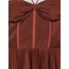 Cicogna pleated long dress with bustier detail