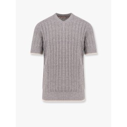 Cotton and linen ribbed sweater