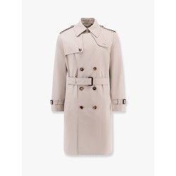 Cotton blend trench with check lining