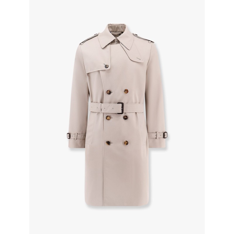 Cotton blend trench with check lining