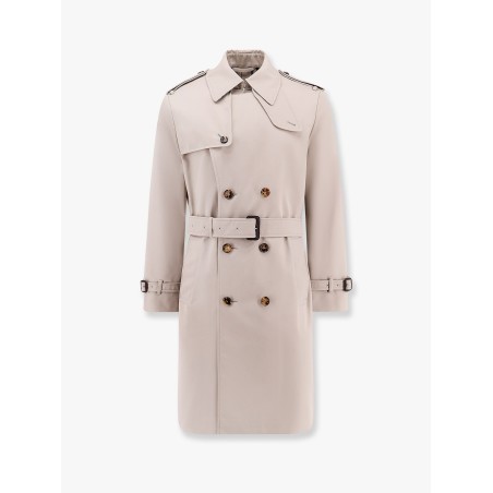 Cotton blend trench with check lining